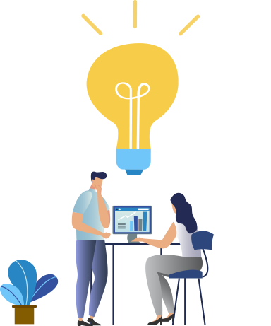 man and woman brainstorming